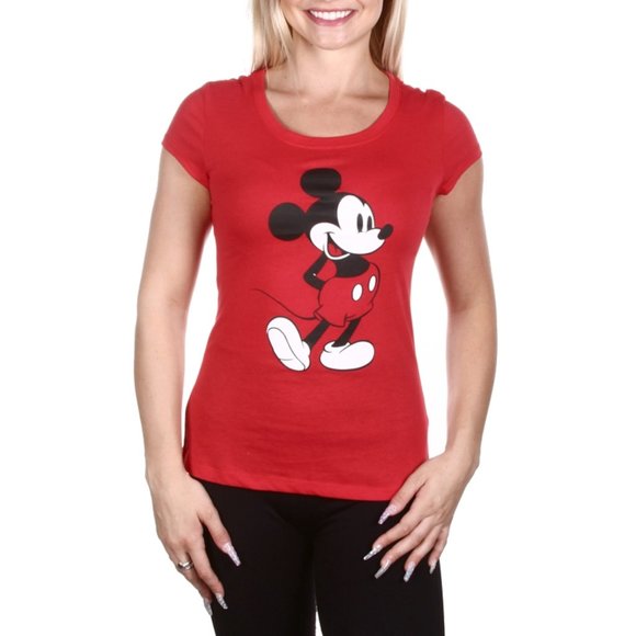Disney Mickey Mouse Tee Womens Top Classic TShirt Retro Shirt Red S M L - Picture 1 of 2